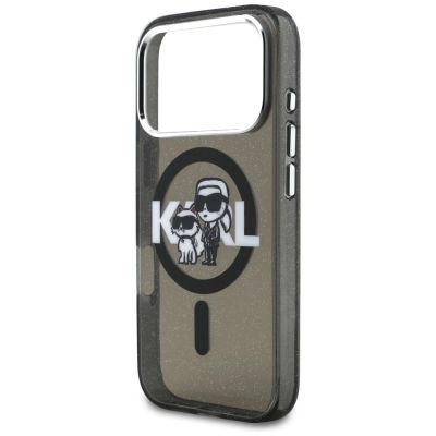 6. Karl Lagerfeld IML Glitter Karl & Choupette Sketch Logo MagSafe Case for iPhone 17 Pro - Black