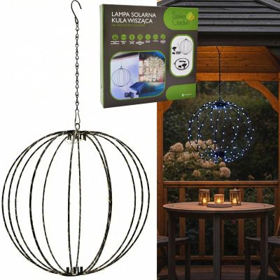 SOLAR HANGING LAMP BALL 30CM 120 LED COOL WHITE