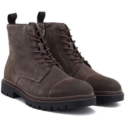 4. Men's leather ankle boots, unlined, suede, brown, Big Star UU174220