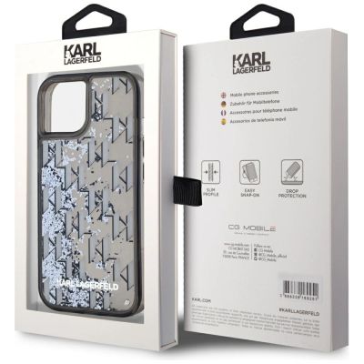 8. Karl Lagerfeld Liquide Glitter Monogram Gradient iPhone 15 Case - Black