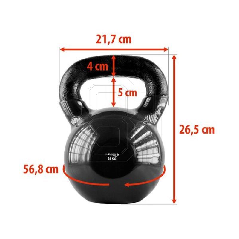 13. Kettelebell cast iron covered with vinyl black HMS KNV24