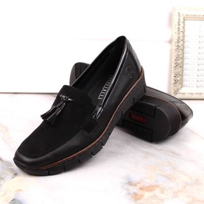 16. Rieker W RKR395 black wedge shoes