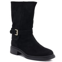 Women’s Lined Suede Ankle Boots, Black Officer Boots Potocki SH96312