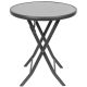 15. BALCONY FURNITURE SET ROUND TABLE AND 2 FOLDING CHAIRS GRAY