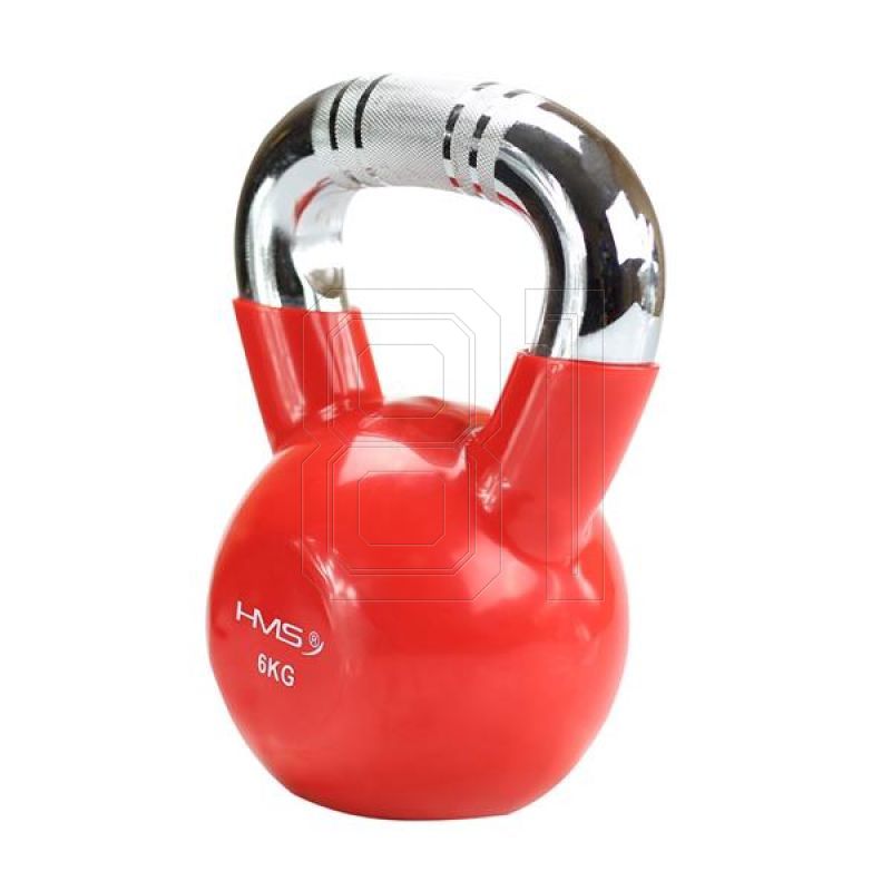 31. Kettlebell cast iron knurled chrome handle HMS KTC06 RED