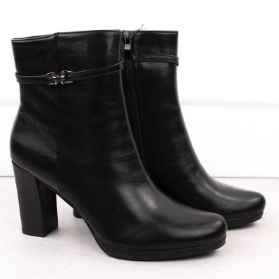2. Women’s black heeled ankle boots with warm lining M.Daszyński AF125-22