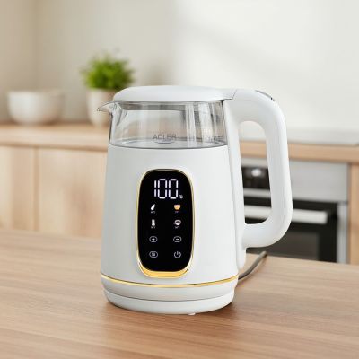 19. Adler AD 1305WG electric kettle 1.7 l 2200 W Transparent, Gold, White