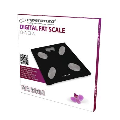 2. ESPERANZA DIGITAL BATHROOM SCALE WITH BODY FAT MEASUREMENT CHA-CHA BLACK EBS022K