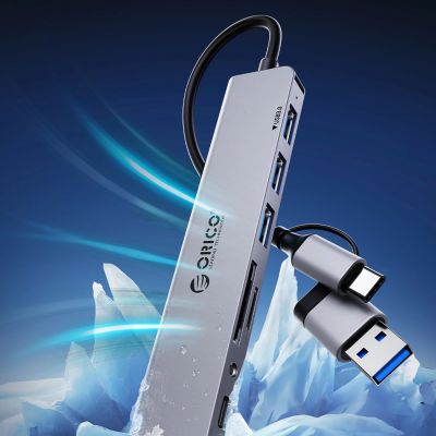 6. Orico YSB4-U2 USB-A/USB-C Hub Docking Station 2x USB-A 2.0 + 1x USB-A 3.0 + 1x USB-C 2.0 + 1x USB-C - Gray