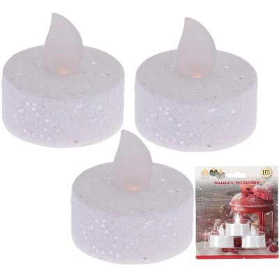 15. SET OF 3 LED TEA LIGHT CANDLES WITH GLITTER