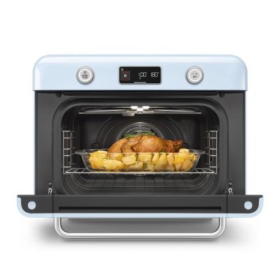 7. Smeg COF01PBEU Small Blue Steam Oven Buttons, Rotary