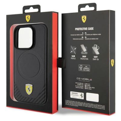 8. Ferrari Carbon Metal Logo MagSafe case for iPhone 15 Pro - black