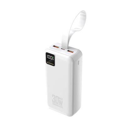 Wozinsky W8-W 30000mAh 30W Powerbank 2x USB-A and USB-C with Flashlight - White