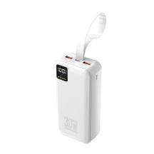 Wozinsky W8-W 30000mAh 30W Powerbank 2x USB-A and USB-C with Flashlight - White