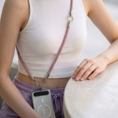 6. Tech-Protect C10S Crossbody Phone Lanyard (114 cm) + Wrist Strap (31 cm) - Pink Titanium
