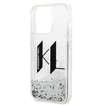 6. Karl Lagerfeld Liquid Glitter Big KL case for iPhone 14 Pro - silver