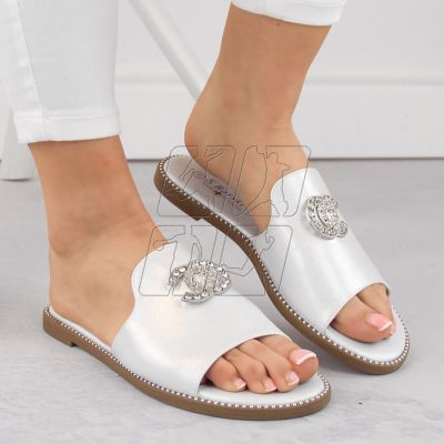 4. Comfortable flip-flops with zircons S.Barski W OLI258B white