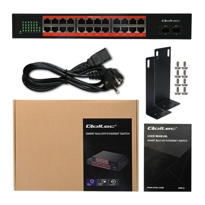 11. Qoltec Network Switch SWITCH Gigabit Ethernet | 24x RJ45 | 2x SFP | 1000 Mb/s