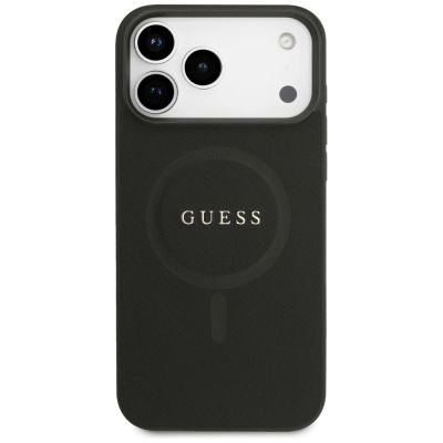 3. Guess Saffiano Classic Logo MagSafe Case for iPhone 17 Pro Max / 18 Pro Max - Black