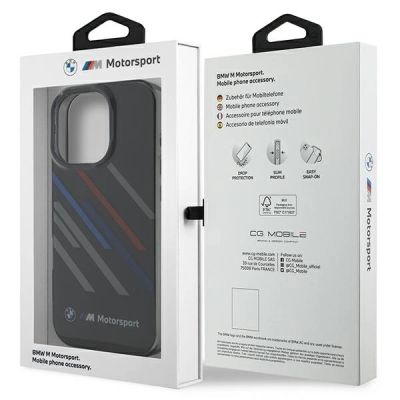 8. BMW Motosport IML Random Stripes iPhone 16 Pro Max Case - Black