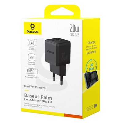 7. Baseus Palm 20W USB-C USB-A Wall Charger - Black