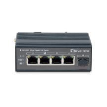 LevelOne 5-Port Gigabit Industrial Switch - DIN Rail - -30°C to 65°C - Gigabit Ethernet (10/100/1000) - Full Duplex - Power over Ethernet (PoE) - Wall Mount (IGP-0501)