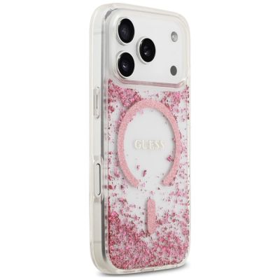 4. Guess Resin Bottom Glitter MagSafe Case for iPhone 18 Pro / 17 Pro - Pink