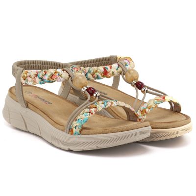 4. Women's beige wedge sandals Artiker 58C0001