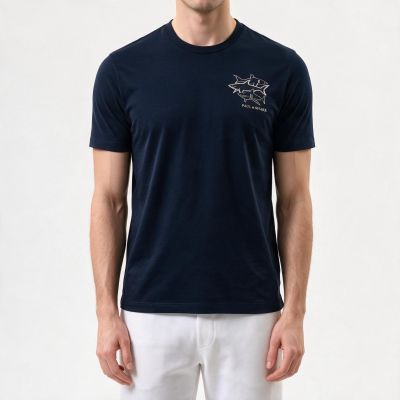 Paul&Shark Men's Cotton T-shirt Navy Blue 26411035-13 - Classic Cut