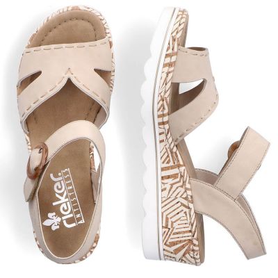 9. Comfortable wedge sandals Rieker W RKR595 beige