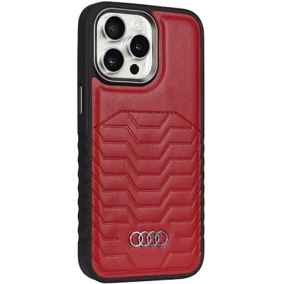 6. Audi Synthetic Leather case with MagSafe for iPhone 14 Pro Max - red