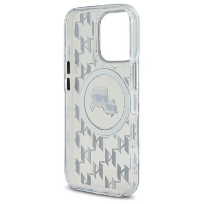 7. Karl Lagerfeld IML Monogram Karl & Choupette Head MagSafe iPhone 16 Pro Case - Clear