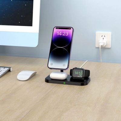 6. Tech-Protect QI15W-A22 MagSafe Inductive Charger with 3in1 MagSafe Stand for Smartphone / Apple Watch / AirPods - Black