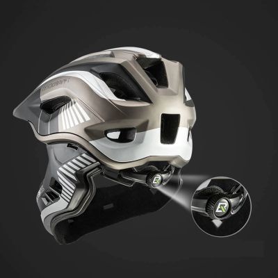 7. Rockbros TT-32SBTG-M children's bicycle helmet with removable chinbar, size M - gray