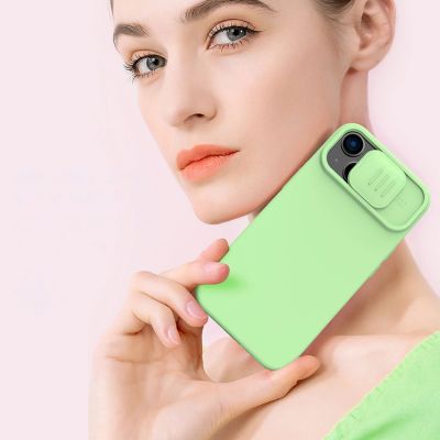 11. Nillkin CamShield Silky Silicone Case iPhone 14 Plus case with camera cover green
