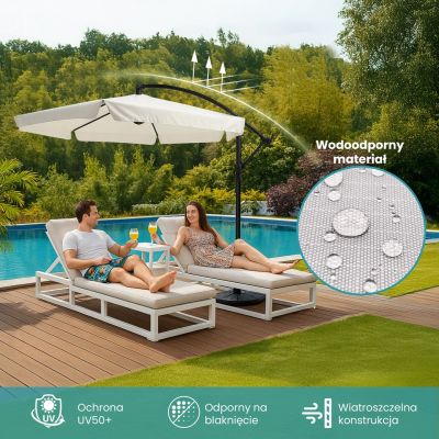 9. Extralink Black Forest Garden Umbrella with Side Panels, Large 3m Beige Cantilever Patio Umbrella with Hexagon Bracket Beige, Black