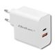 QOLTEC WALL CHARGER 63W | 5-20V | 1.5-3A | USB TYPE C PD | USB QC 3.0 | WHITE
