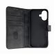 3. Leather Book Case for iPhone 16 - black