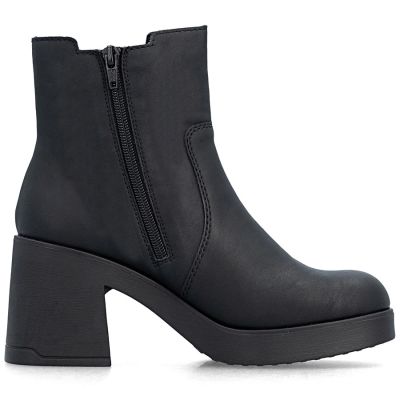 9. Women's Chelsea boots with a block heel, insulated, black, Rieker 58081-00
