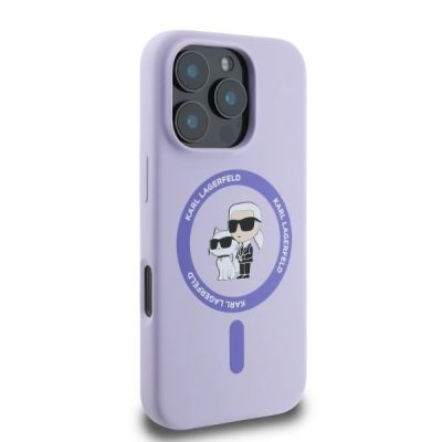 2. Karl Lagerfeld Silicone Karl&Choupette Heads Ring MagSafe Case for iPhone 16 Pro Max - Purple