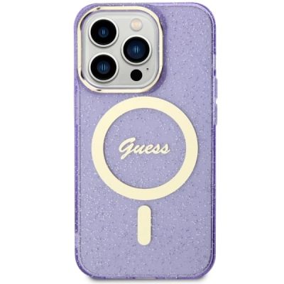 3. Guess GUHMP14LHCMCGU iPhone 14 Pro 6.1" purple/purple hardcase Glitter Gold MagSafe