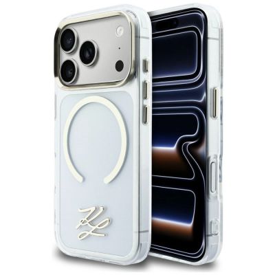 Karl Lagerfeld IML KL Script Logo MagSafe Case for iPhone 17 Pro - Clear