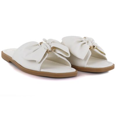 4. Women's flat slippers with bow white eVento 5479