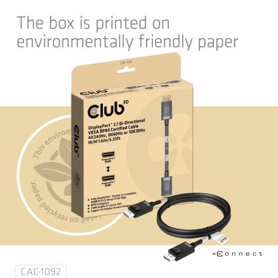 2. CLUB3D CAC-1092 DisplayPort Cable 1.6m Black