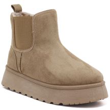 Waterproof women's ankle boots, snow boots, platform boots, beige, Big Star UU274173