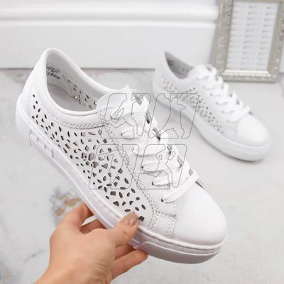 4. Rieker W RKR641 white comfortable leather shoes