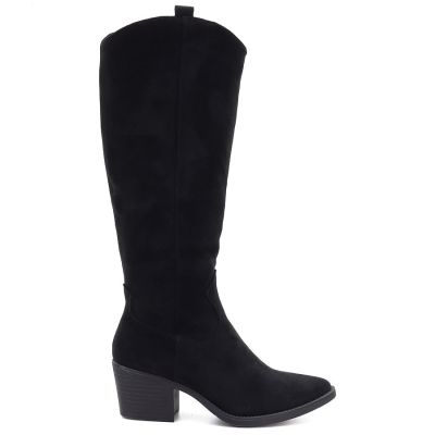 2. Black suede cowboy boots with a block heel M.Daszyński SA261-6