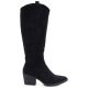 2. Black suede cowboy boots with a block heel M.Daszyński SA261-6