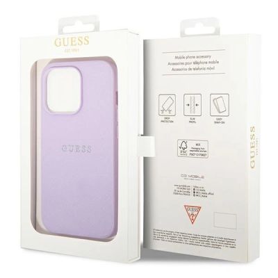 8. Guess Saffiano Strap Case for iPhone 14 Pro - Purple