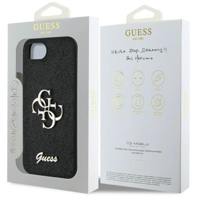 8. Guess Fixed Glitter Big 4G case for iPhone 16e - black